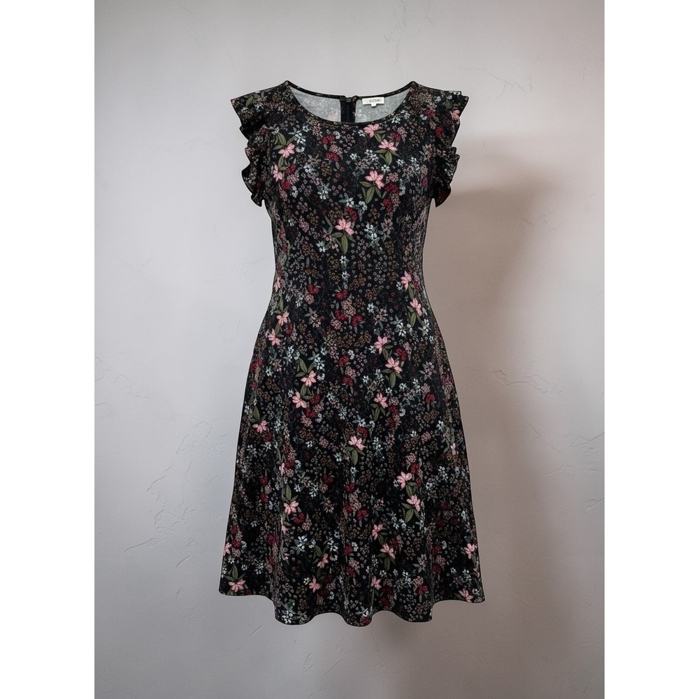 LOFT Petites Floral Ruffle Sleeve Keyhole Back Shift Dress MP‎